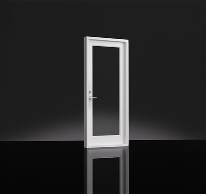 Estate french door interior on a black background