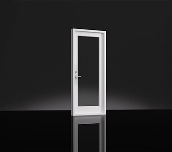 Estate french door interior on a black background