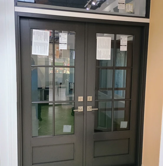 FD450 Double French Entry Doors – Bronze with Divided Glass