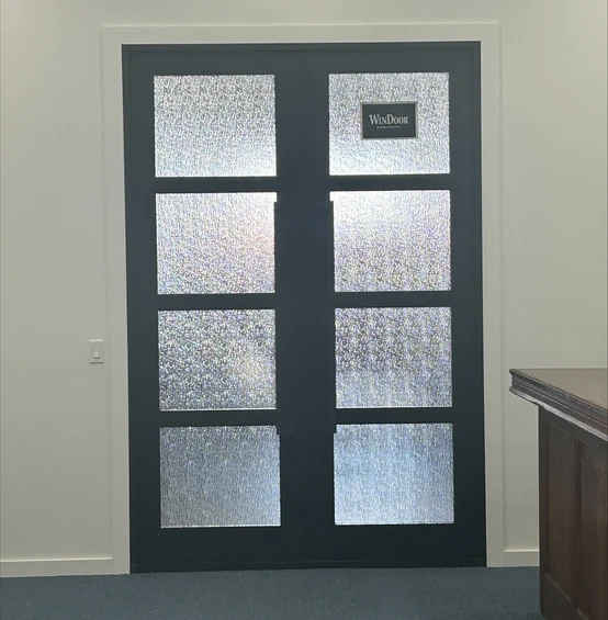 FD450 French Doors – Dark Finish with Obscure Glass