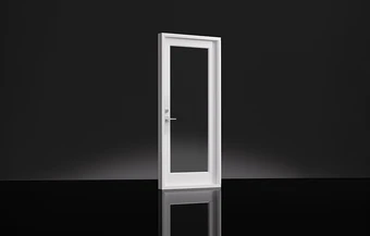 Estate french door interior on a black background