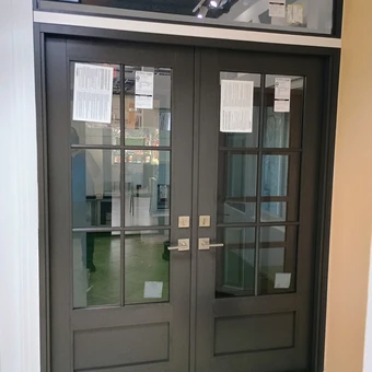 FD450 Double French Entry Doors – Bronze with Divided Glass