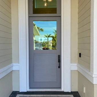 FD450 Impact Entry Door – Gray with Louvered Panel