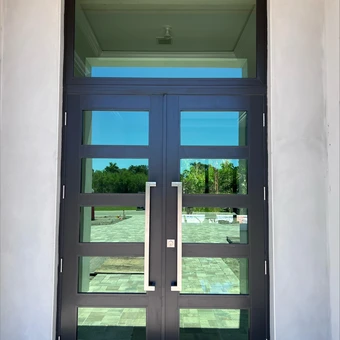 FD450 Double Entry Doors – Black Five-Lite with Transom