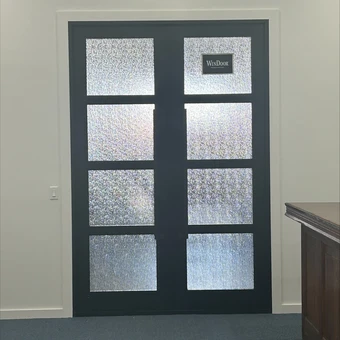 FD450 French Doors – Dark Finish with Obscure Glass