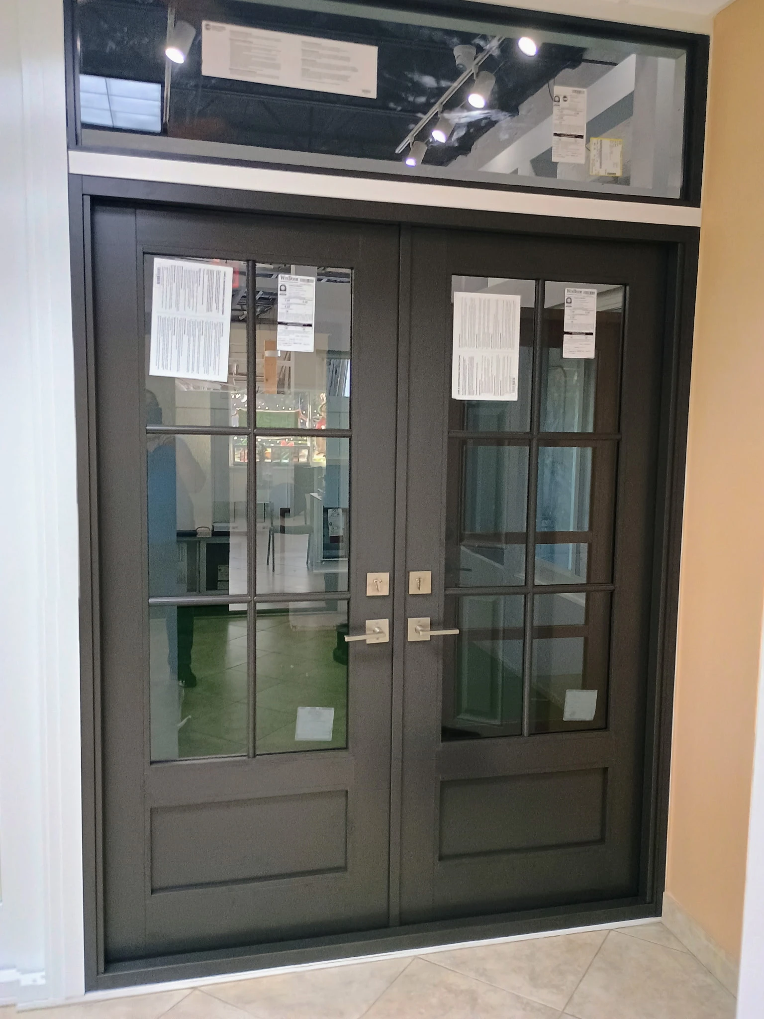 FD450 Double French Entry Doors – Bronze with Divided Glass