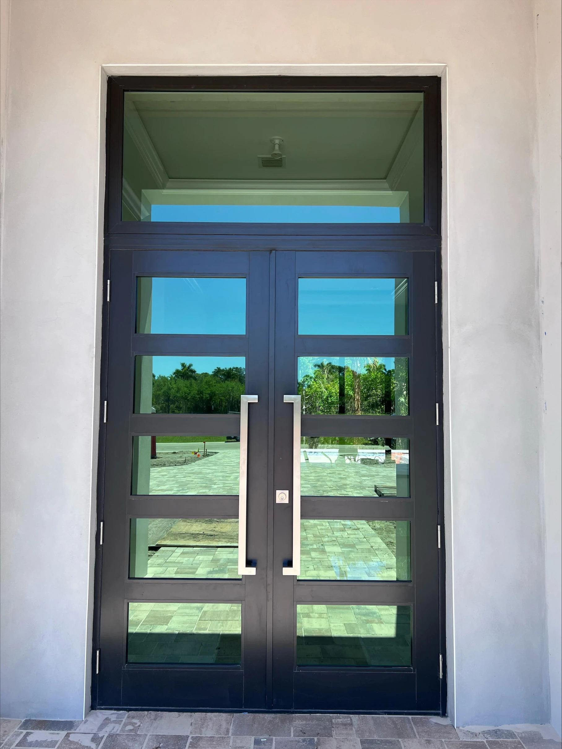 FD450 Double Entry Doors – Black Five-Lite with Transom