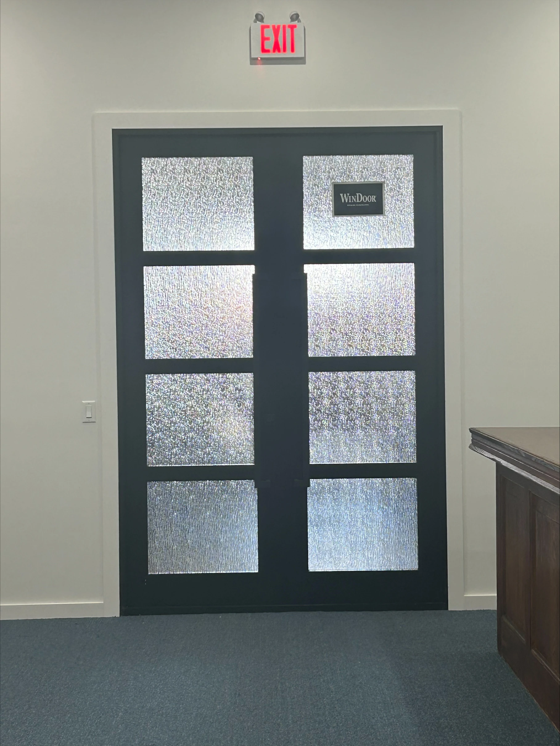FD450 French Doors – Dark Finish with Obscure Glass