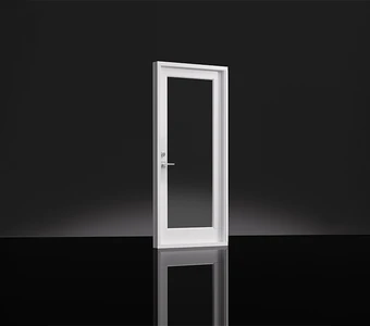Estate french door interior on a black background