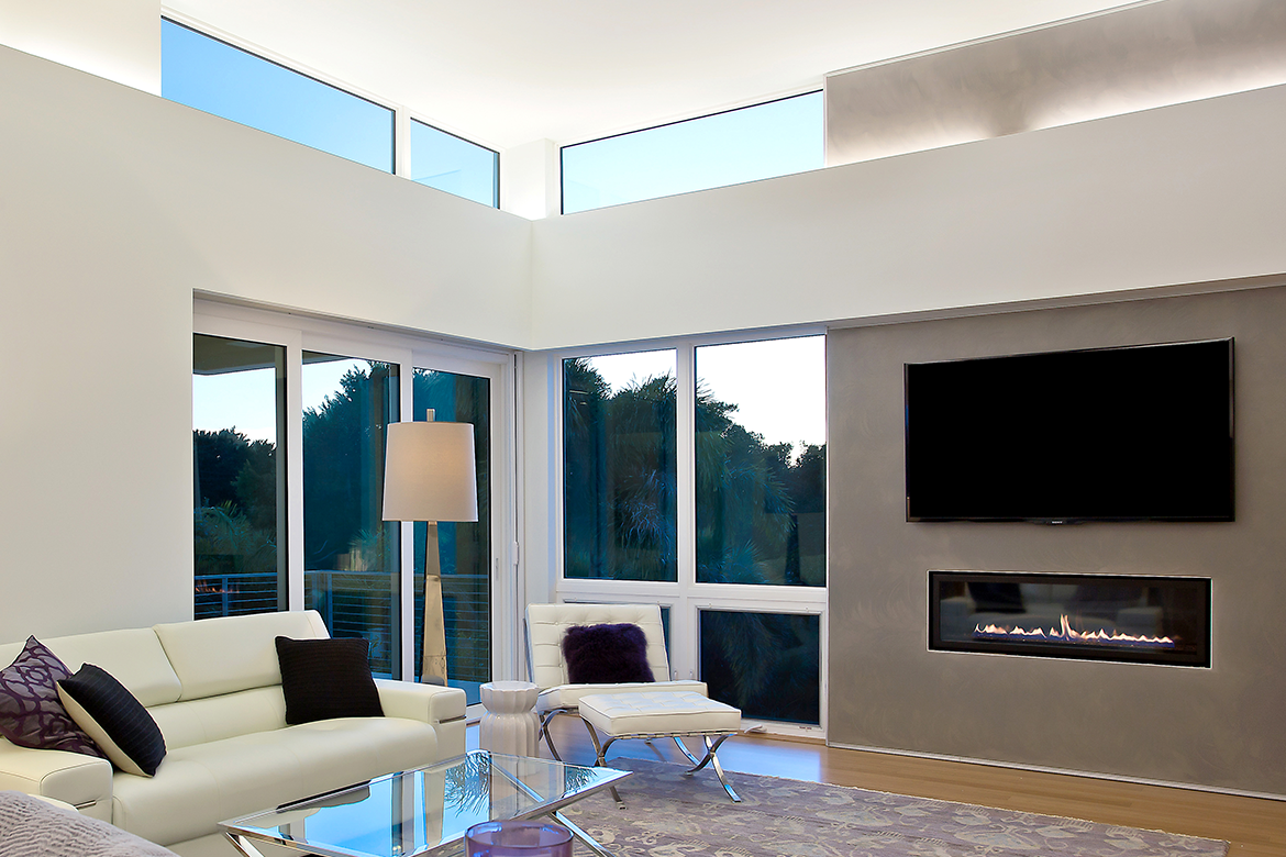 Living room with ENERGY STAR energy efficient windows and doors