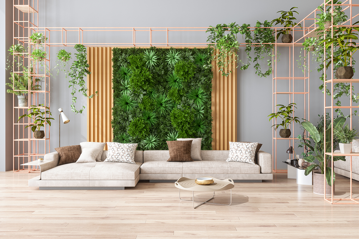 Earth-friendly living room in an upscale home